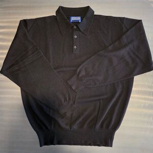 Vintage Pendleton Merino Wool Polo Collar Henley Sweater Black Men’s Large